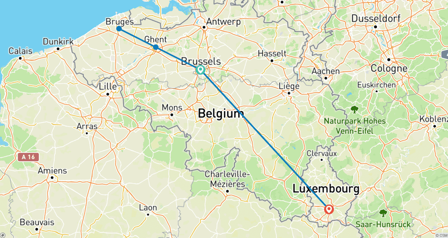 خريطة مسار 9 Days in Brussels and Luxembourg by Train: Fairytale Cities, Castles & Culture