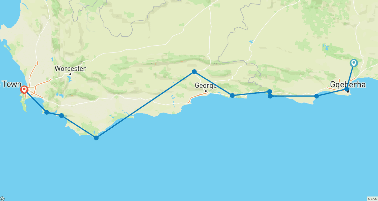 Mapa trasy: The Classic Garden Route