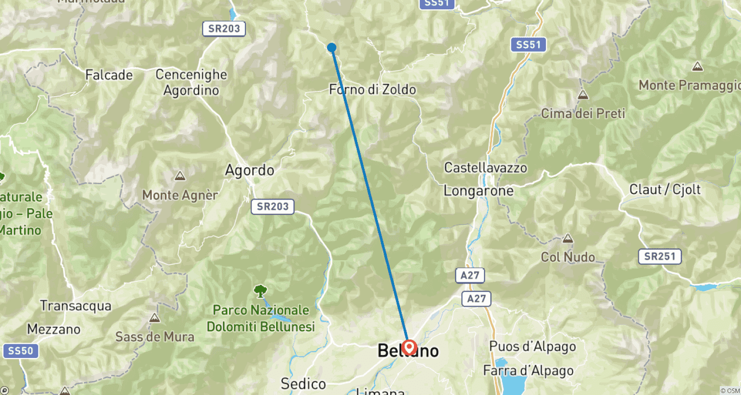 Mapa do percurso de Hiking the Dolomites: Alta Via 1