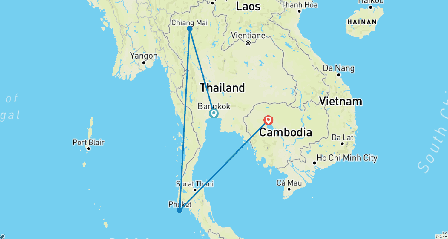 خريطة مسار Timeless Wonders of Thailand and Cambodia in 12 Days - hosted by Analia Cerbino