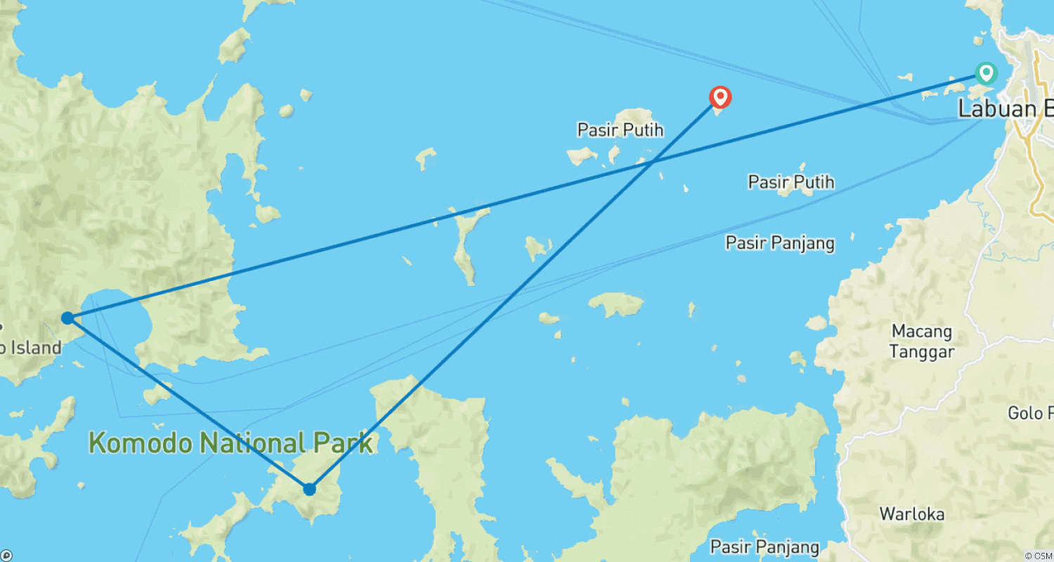 خريطة مسار Private: Day Trip Komodo from Labuan Bajo Airport