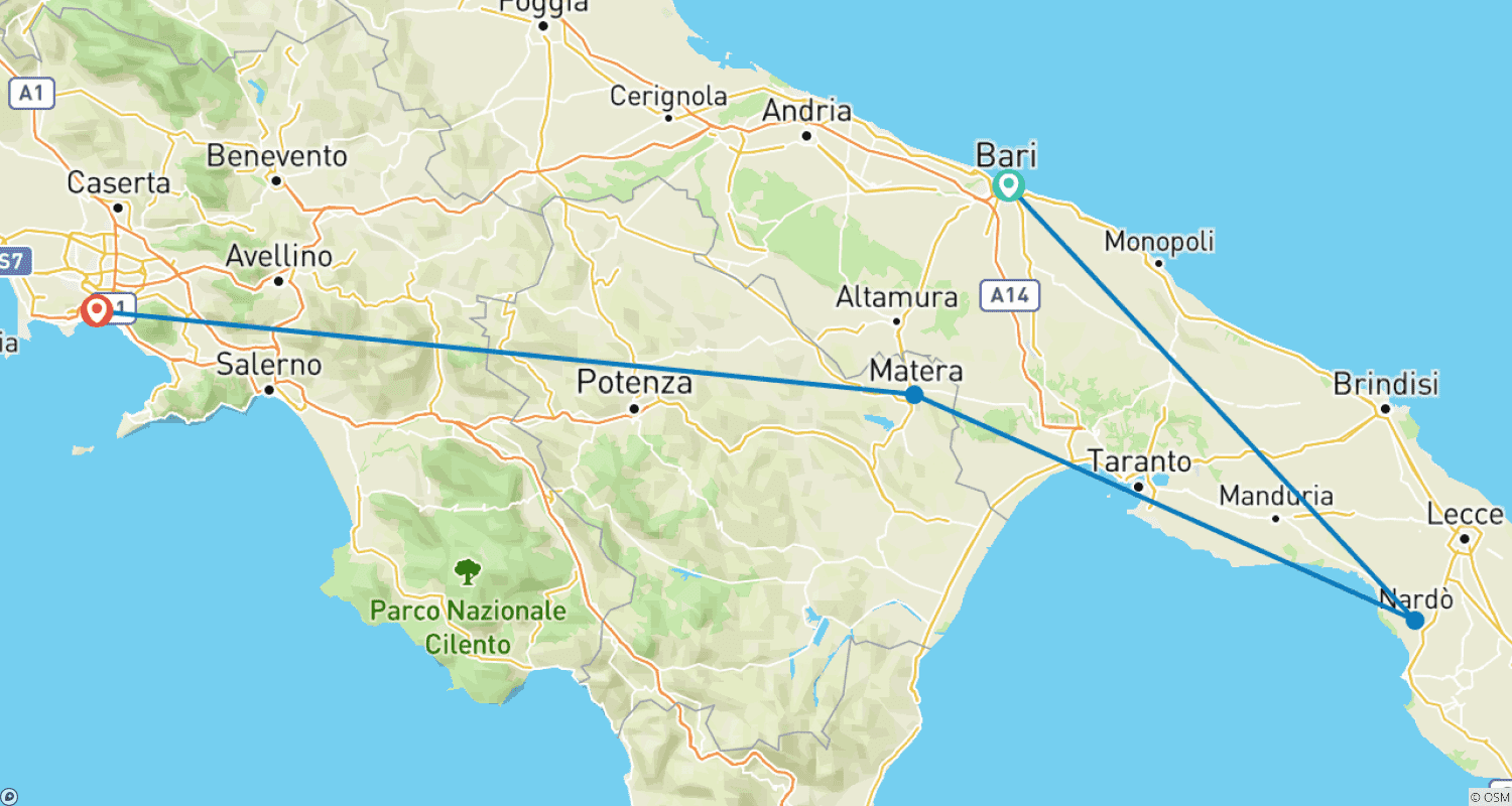 خريطة مسار Premium Puglia (4 destinations)