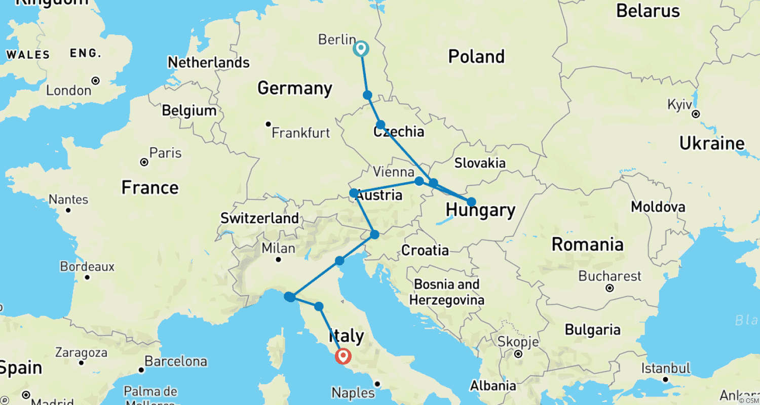 Mapa trasy: Berlin do Rzymu