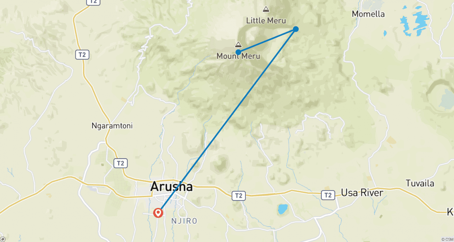 Mapa trasy: Trekking na Mount Meru