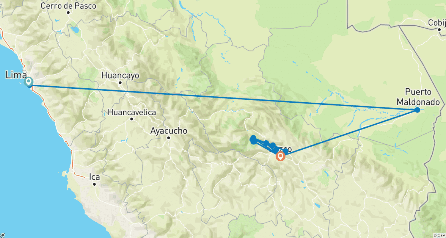 Mapa do percurso de Encontro Inca