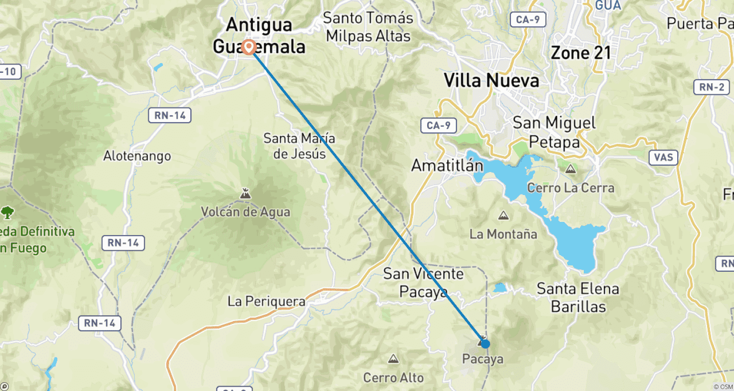 Mapa trasy: Aktywny trekking na wulkan Pacaya