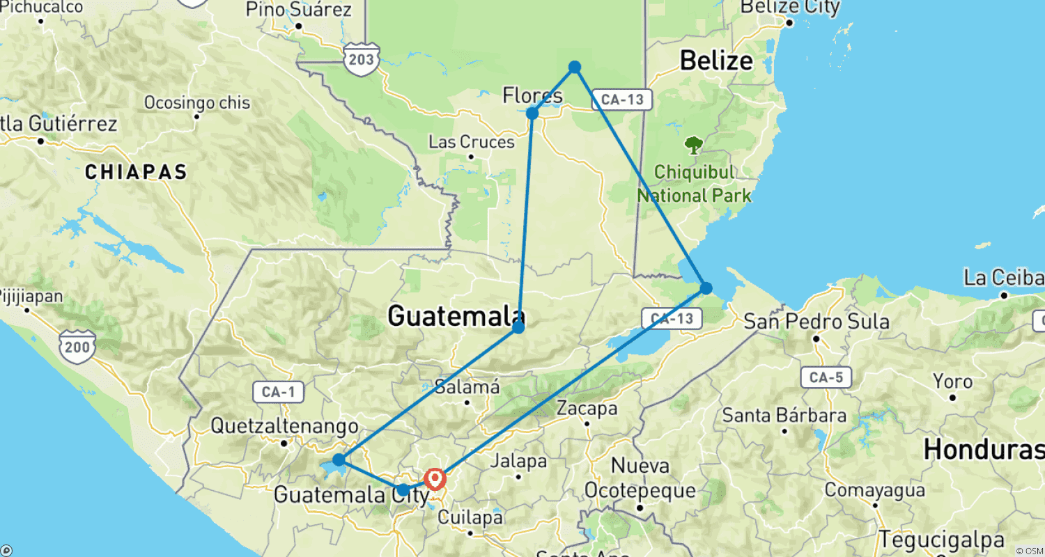 Mapa trasy: Skarb Gwatemali