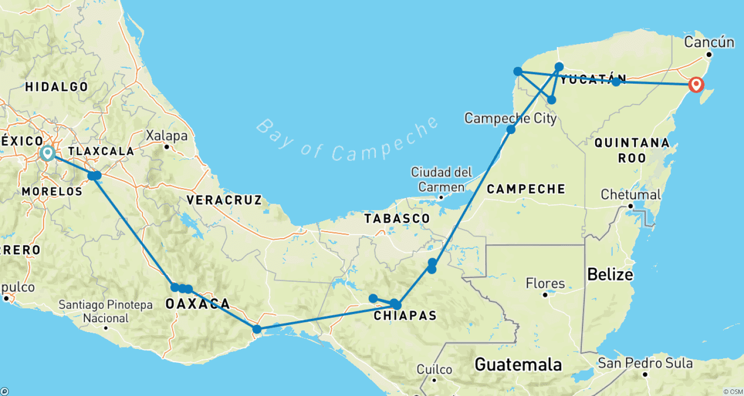 Mapa trasy: Mexico Unplugged