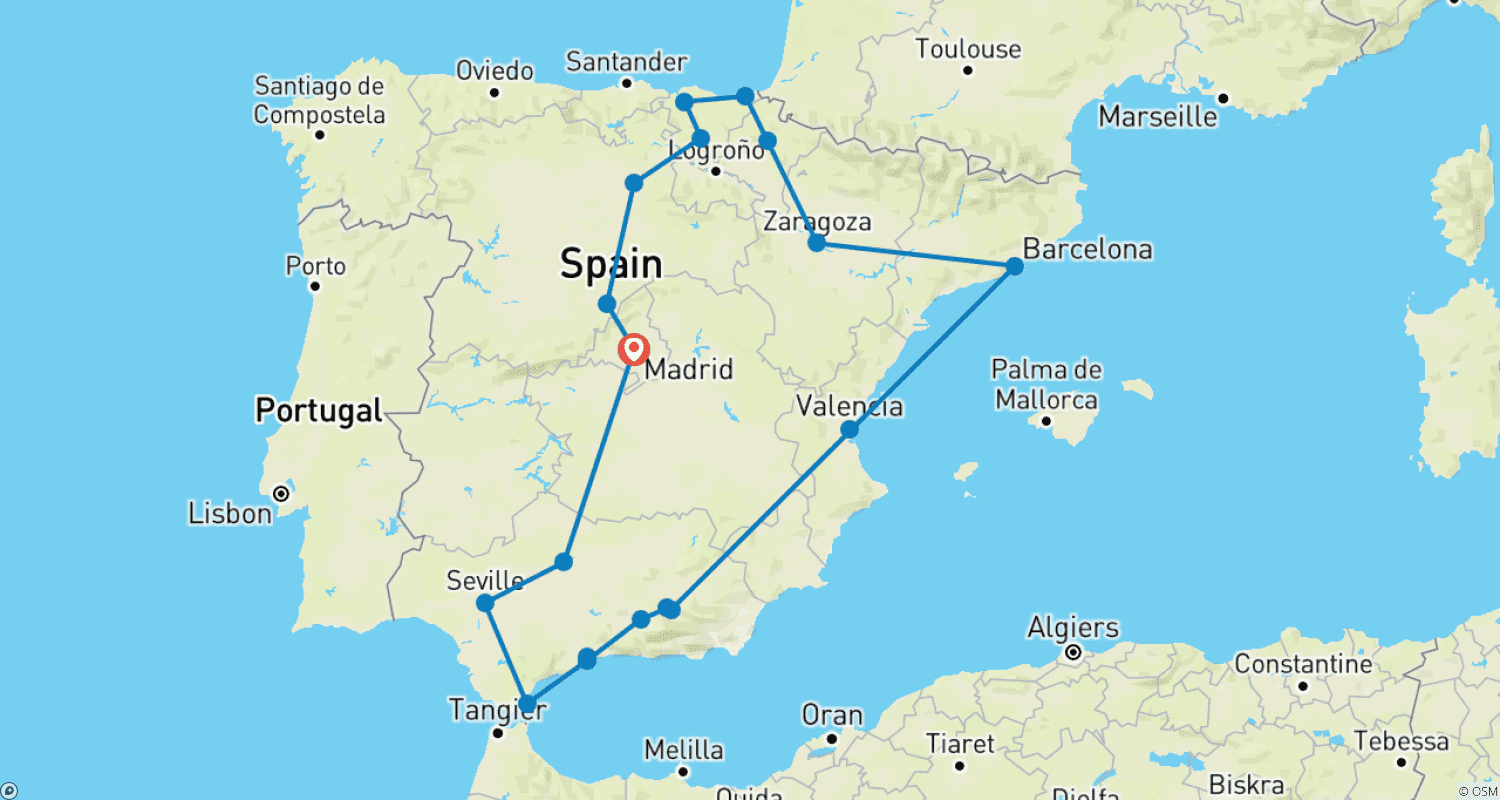 Mapa do percurso de Festa Espanhola