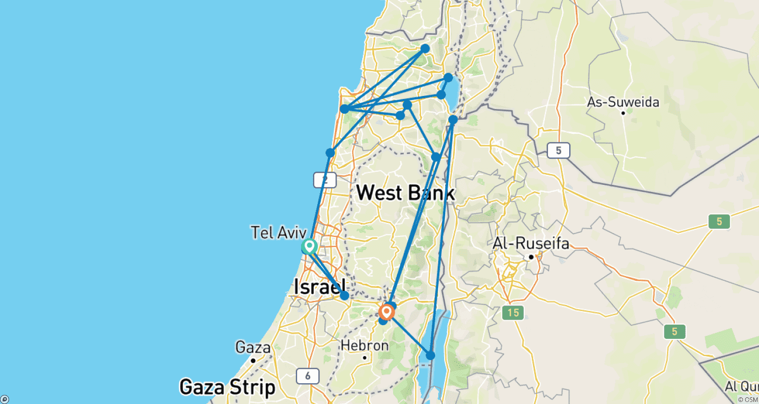 Mapa do percurso de Israel Fascinante