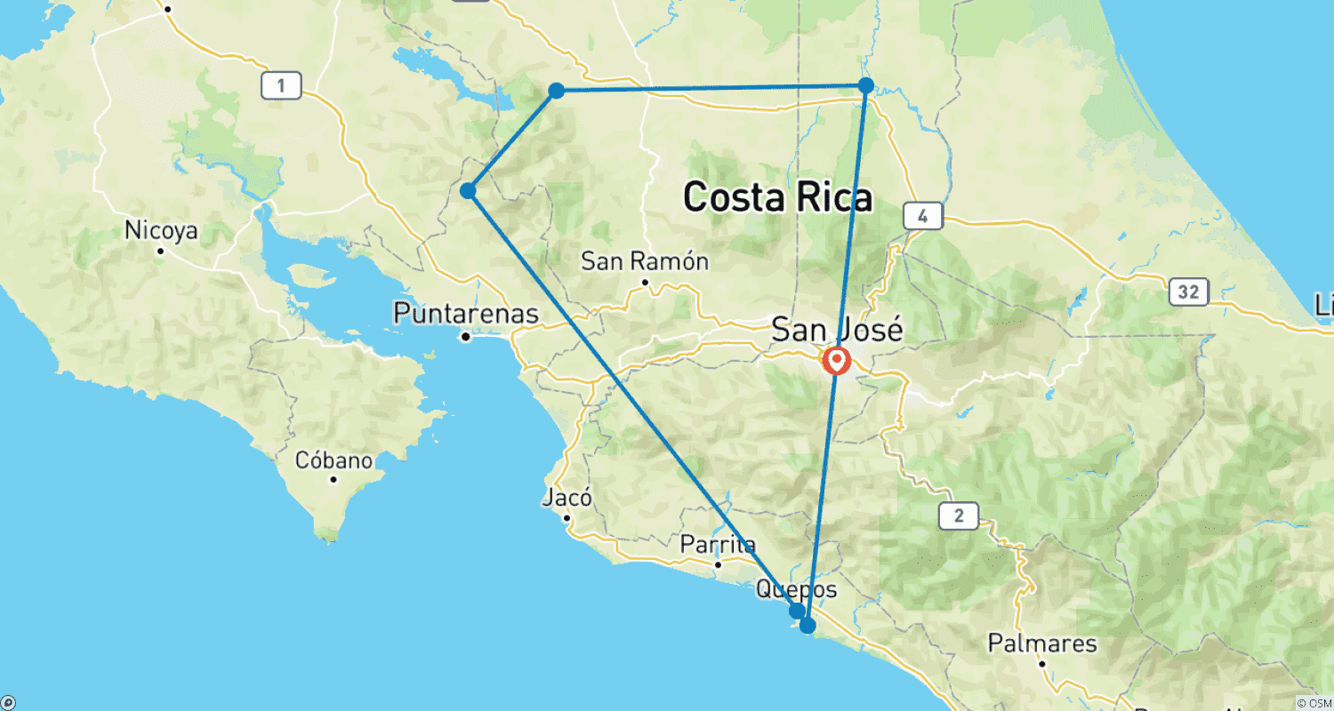 Mapa trasy: Costa Rica Quest