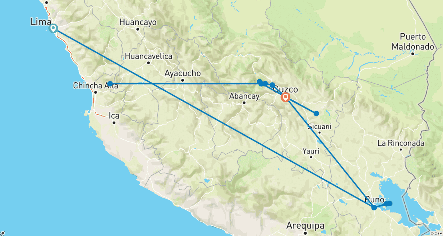 Mapa trasy: Klasyczne Peru