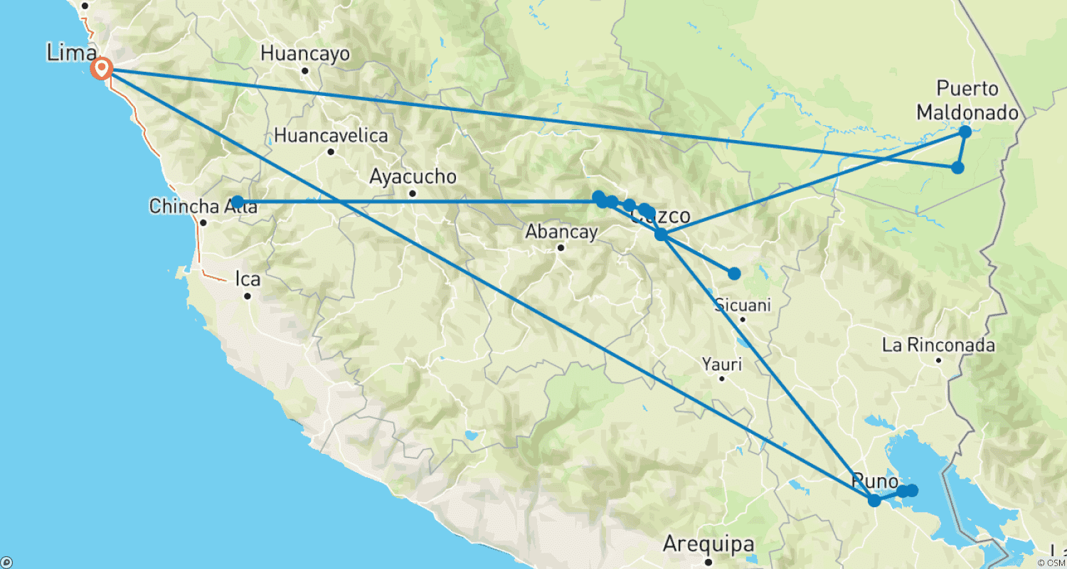 Mapa do percurso de Peru Panorama