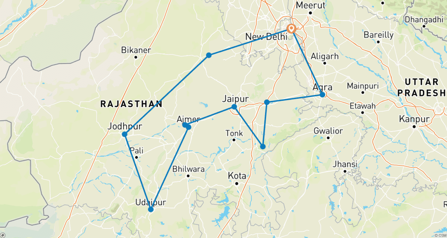 Mapa trasy: Przygoda w Radżastanie