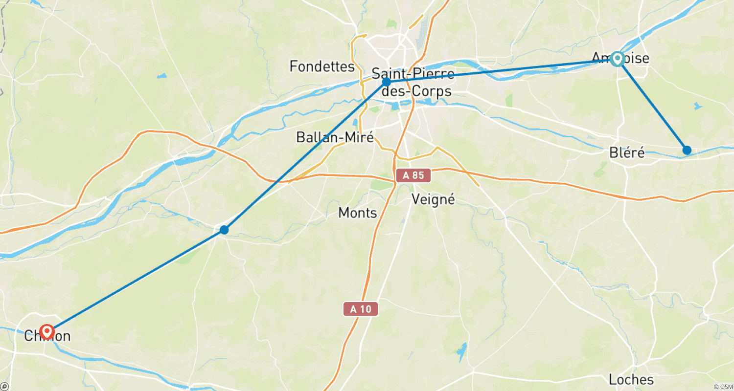Mapa trasy: Wycieczka rowerowa i kajakowa po Dolinie Loary