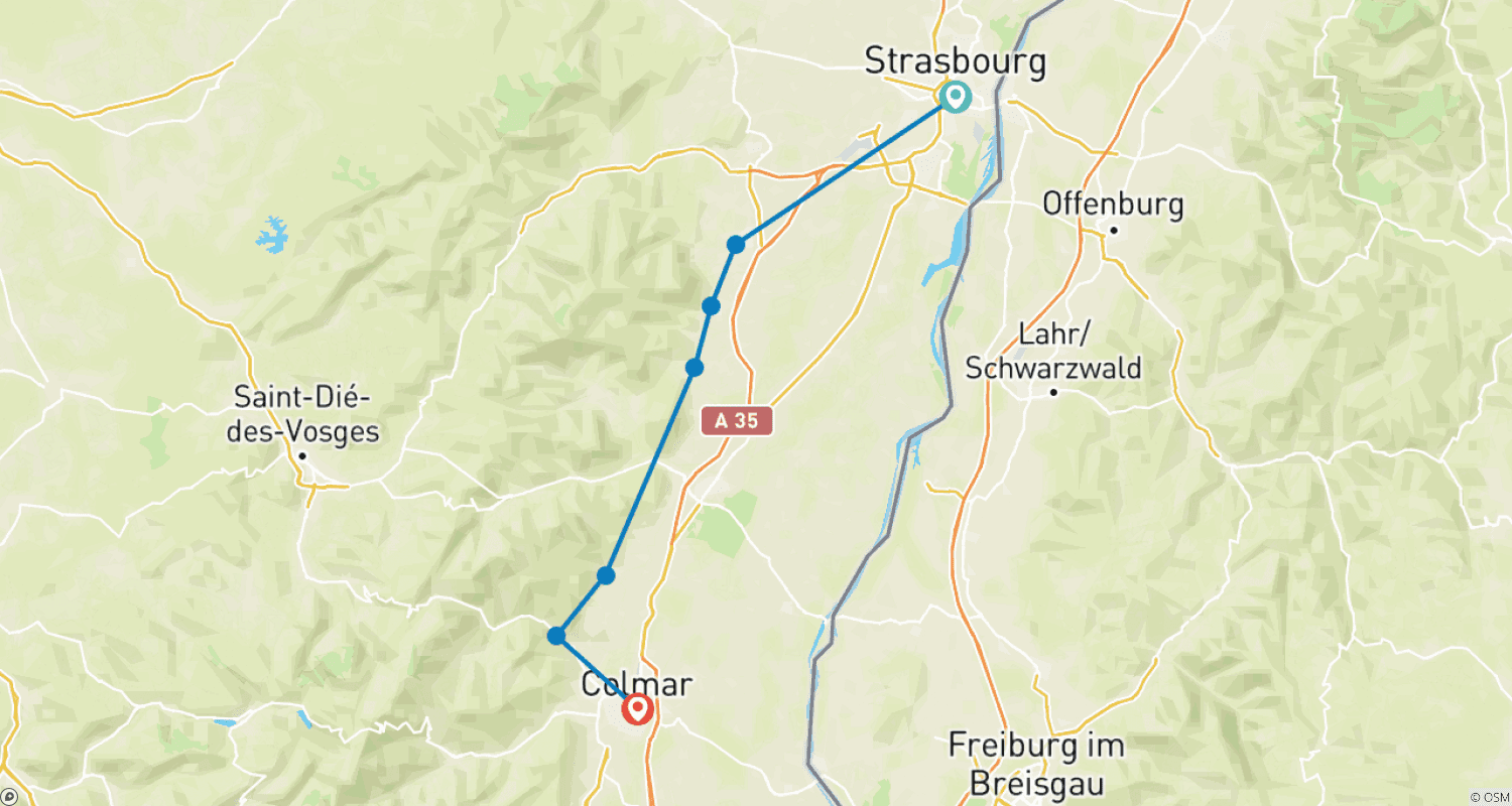 Mapa do percurso de Passeio de Caminhada na Alsácia