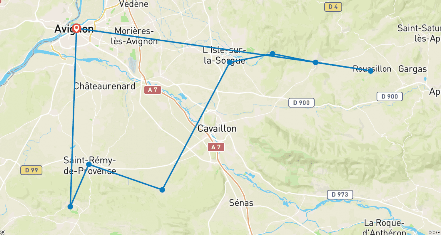 Mapa do percurso de Excursão de Caminhada na Provença: Les Baux de Provence e Gordes