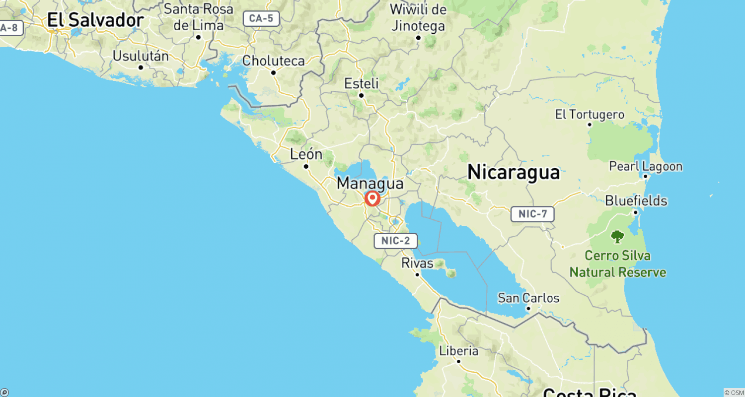 Mapa do percurso de Costa do Pacífico da Nicarágua: Conservação de Tartarugas Marinhas, Restauração Ambiental e Sandboard em Vulcão