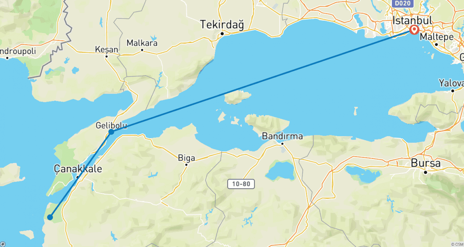 Mapa do percurso de Excursão do Dia Anzac – 6 Dias