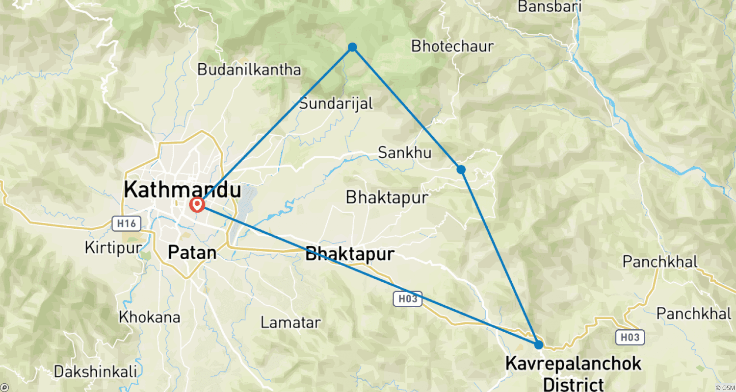 Mapa trasy: Trekking wokół Kathmandu