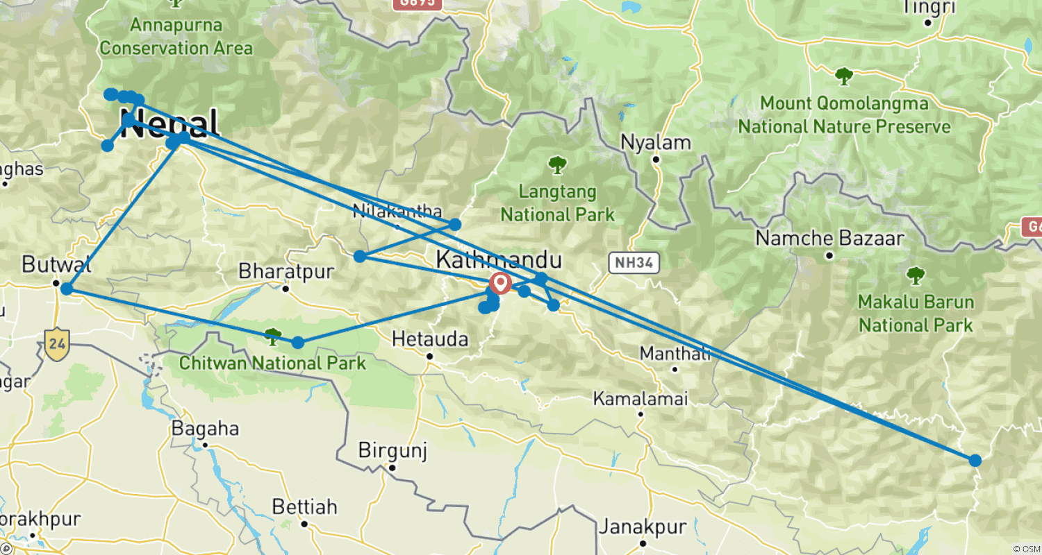 Mapa trasy: Nepal Odkryty