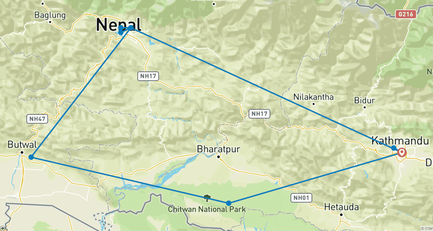Mapa trasy: Przedsmak Nepalu
