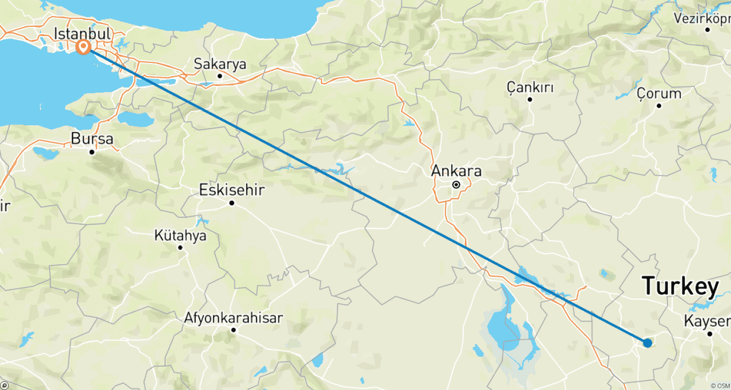 Mapa trasy: Z przelotami - Stambuł i Kapadocja - 5 dni