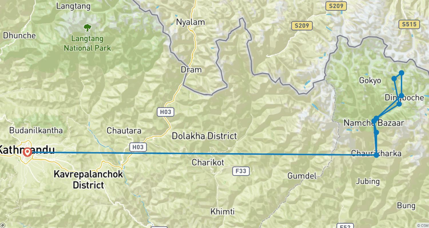 Mapa trasy: Krótki Trek do Bazy pod Mount Everestem