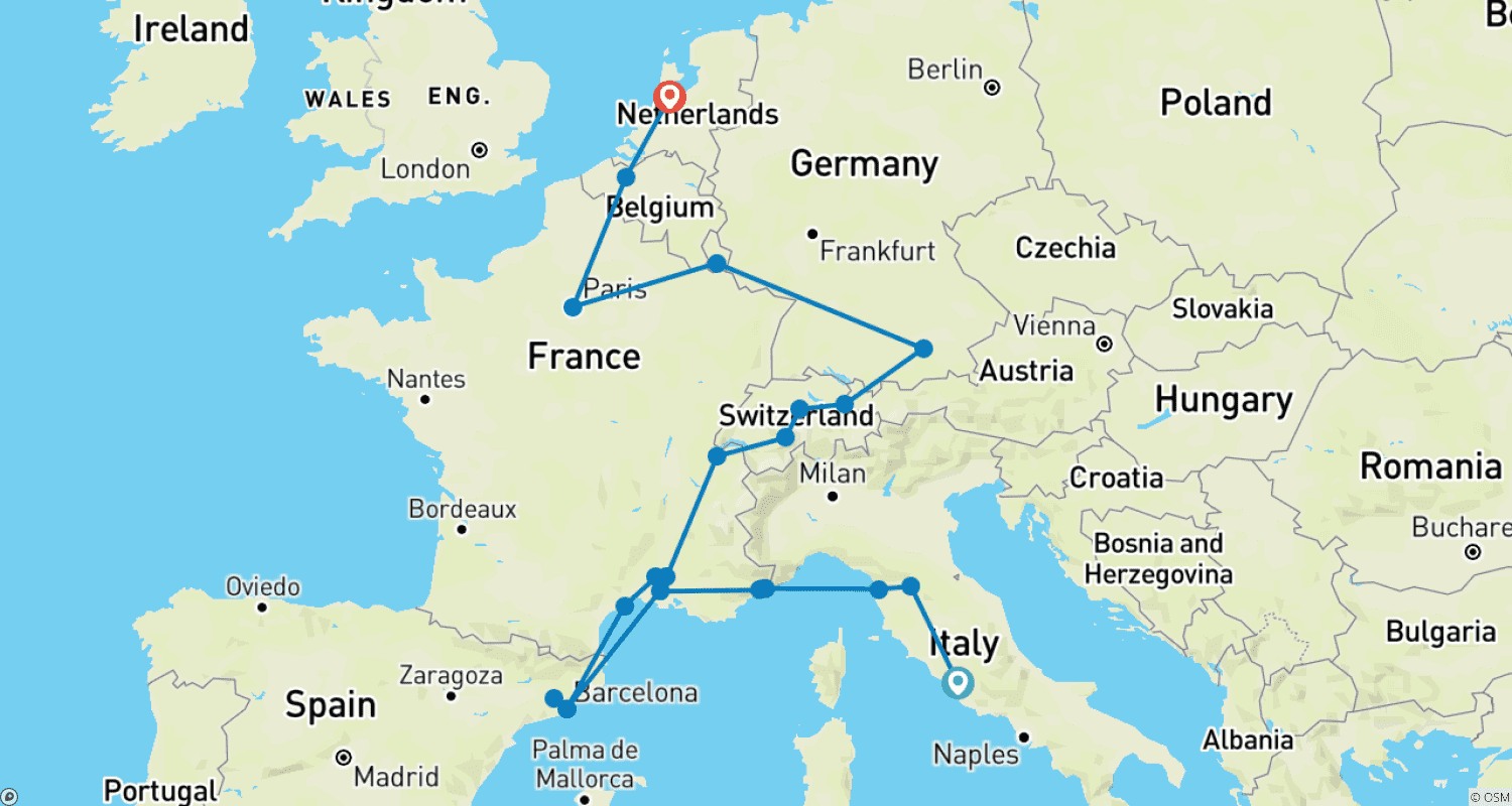Mapa do percurso de Aventura Ocidental