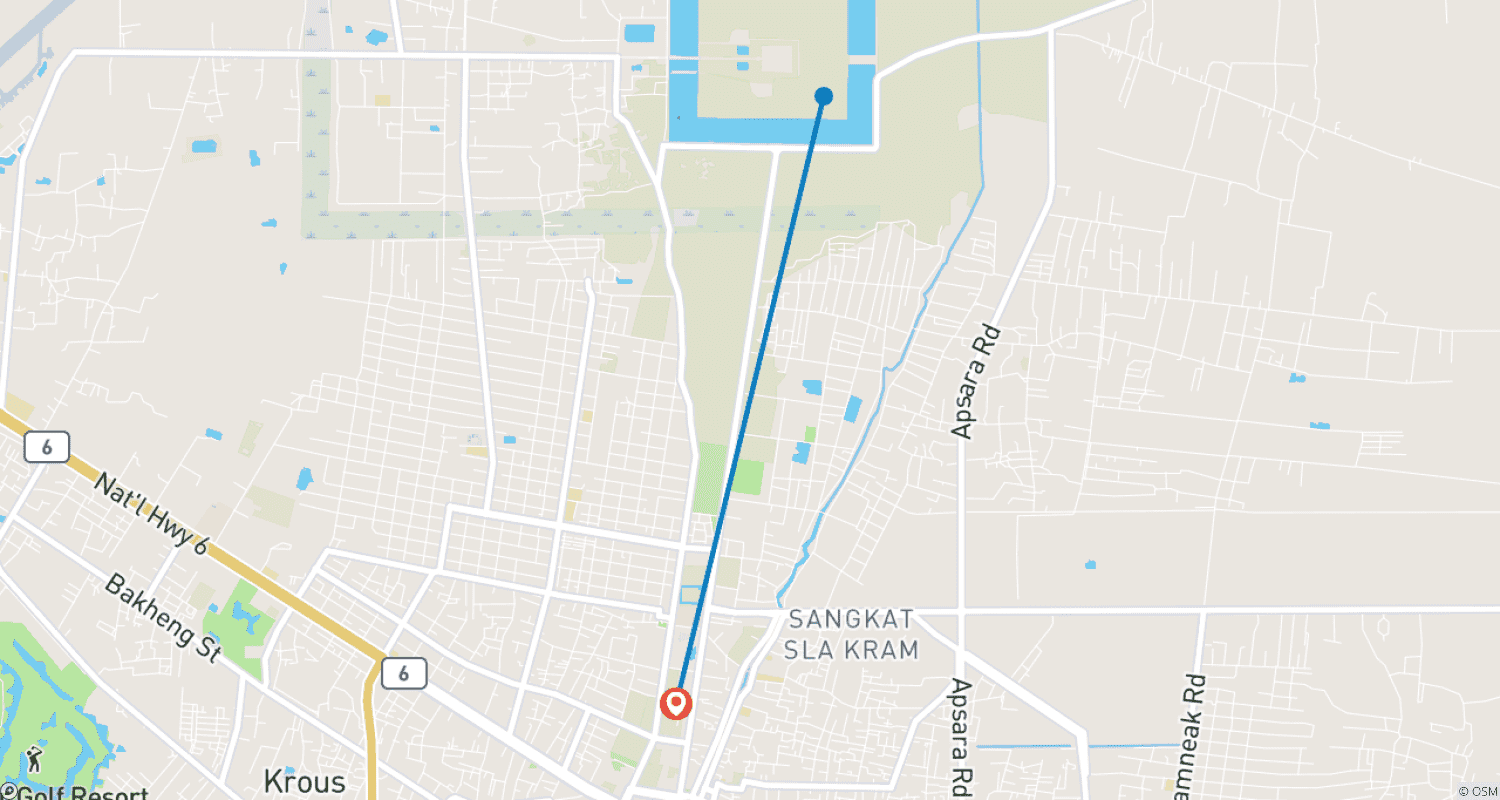 Mapa trasy: 3-dniowy pakiet: kompleks Angkor Wat i zachód słońca