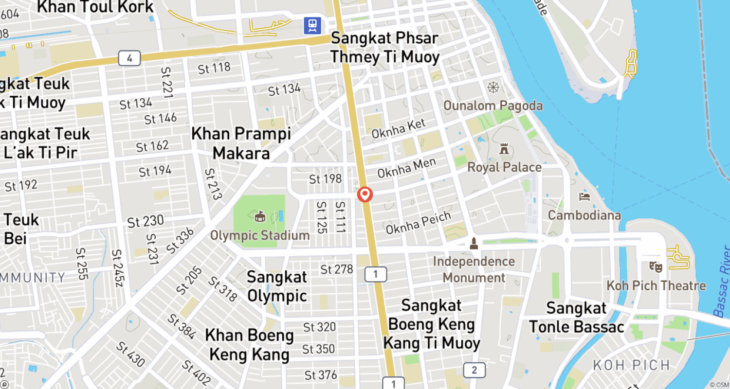 Mapa do percurso de Phnom Penh: Excursão de Dia Inteiro pela Cidade