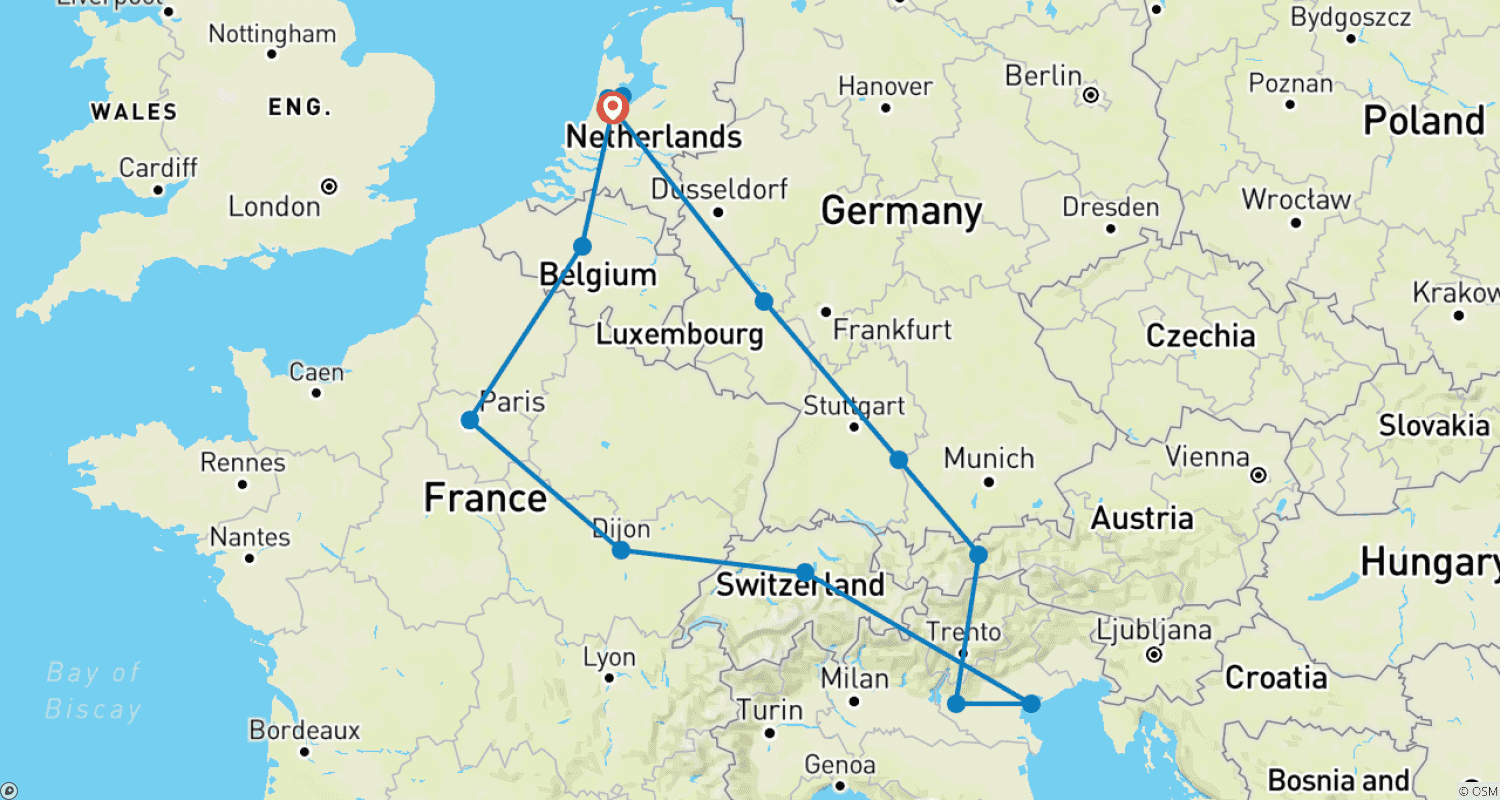 Mapa trasy: Europejskie widoki