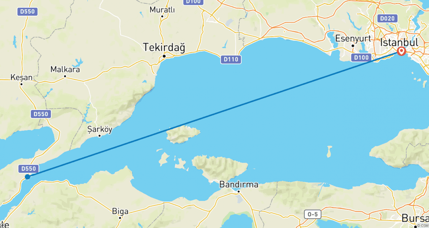 Mapa do percurso de Excursão Anzac Day – 5 Dias