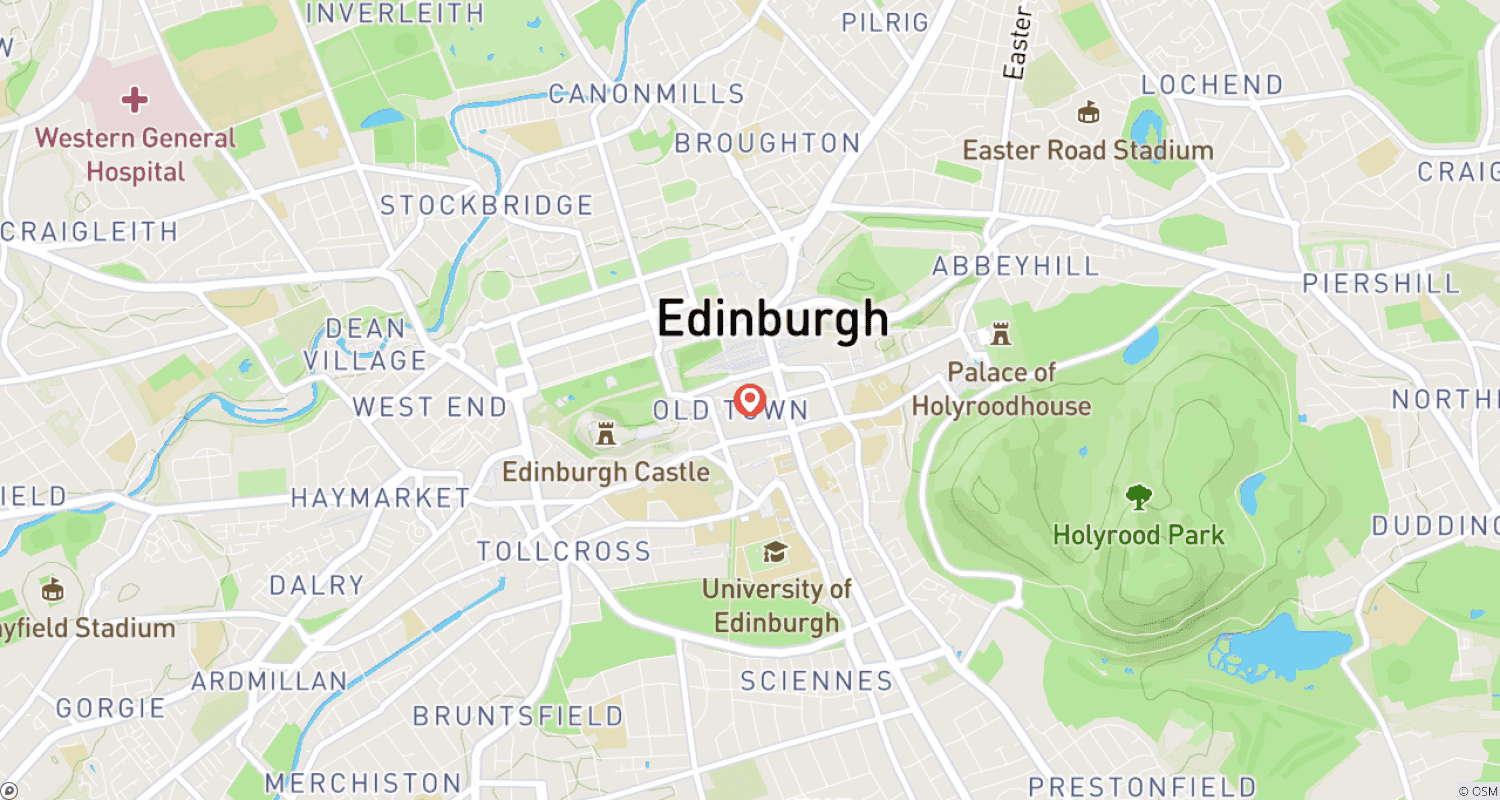 Mapa do percurso de Edimburgo para o Hogmanay (Véspera de Ano Novo) (Início em Edimburgo)