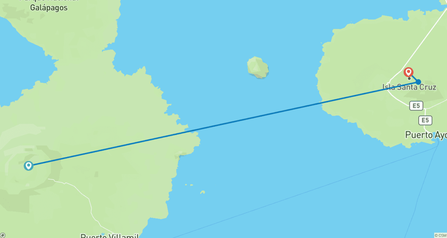 Mapa trasy: Wyspy Galapagos: Skakanie po wyspach