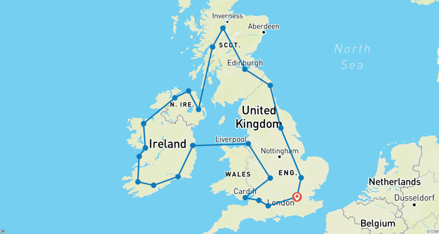 英国＆アイルランドのベストセレクションのルートマップ