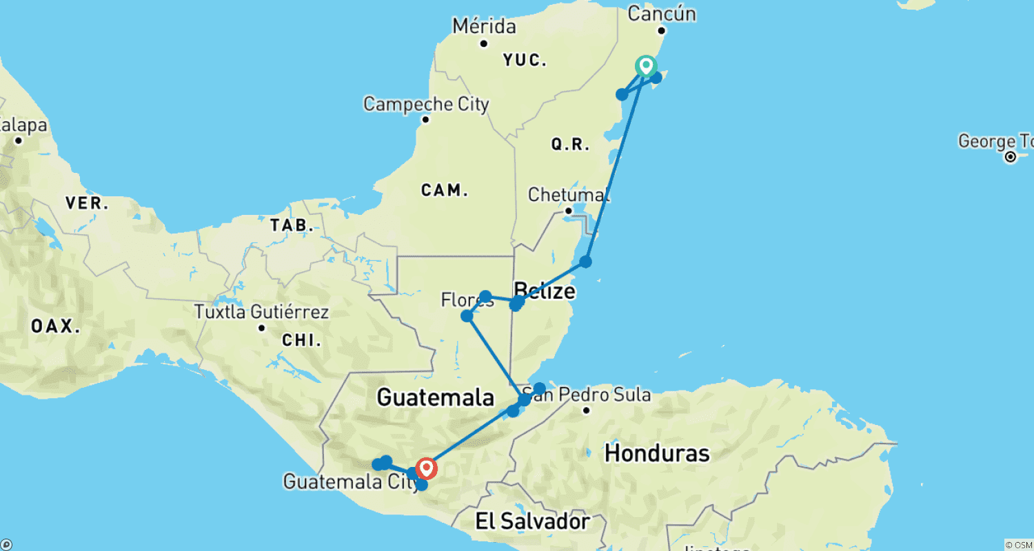 Mapa do percurso de Sol Maia Rumo ao Sul: Passeios de Barco e Ruínas