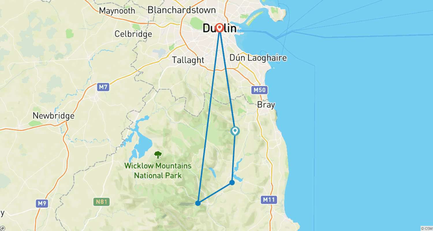 Mapa trasy: The Wicklow Way: Samodzielna wycieczka 4-dniowa