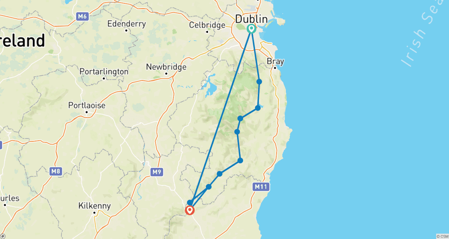 Mapa do percurso de The Wicklow Way: Autoguiado de 10 Dias