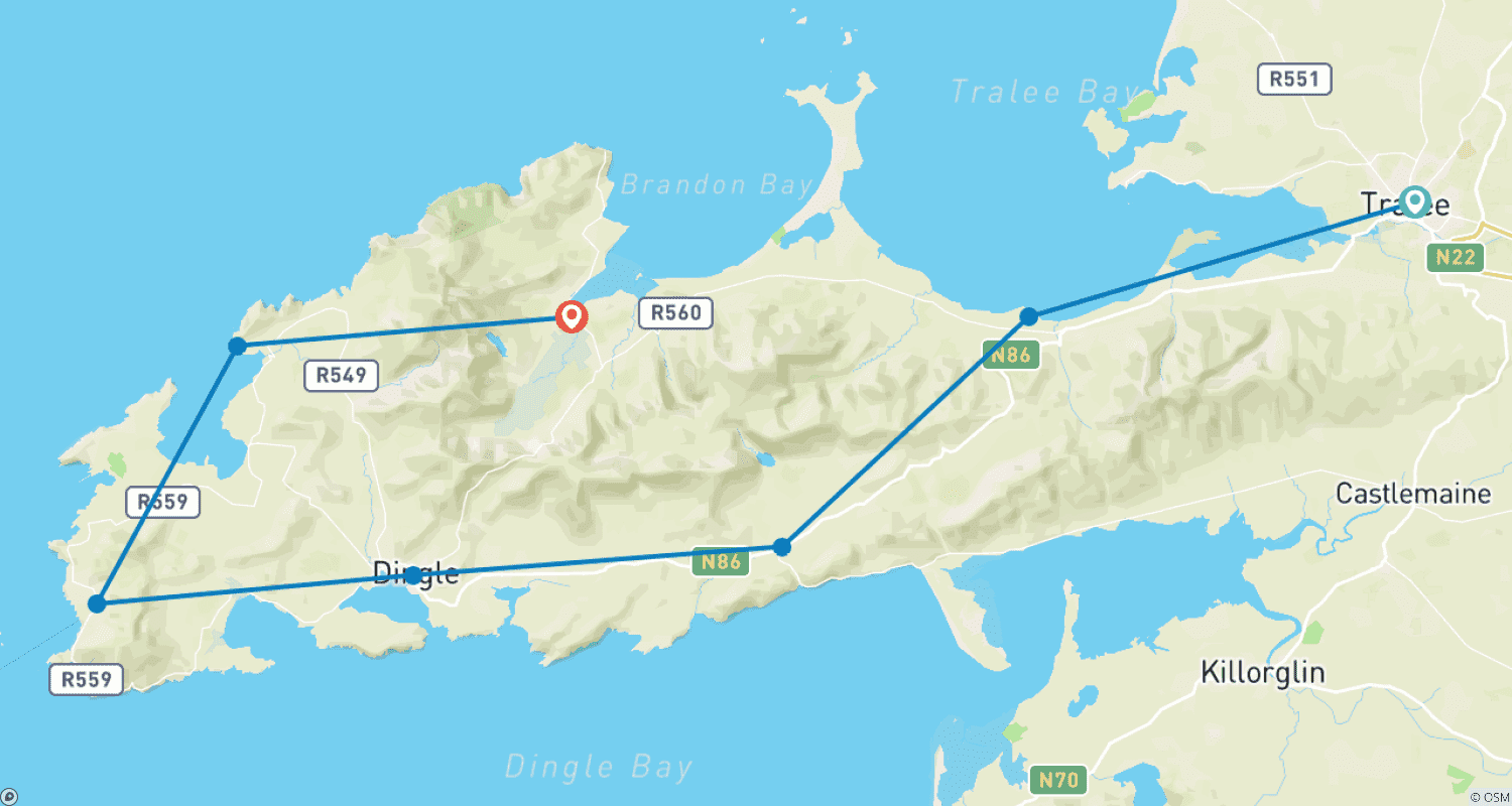 Mapa do percurso de The Dingle Way - Autoguiado na Irlanda em 9 Dias