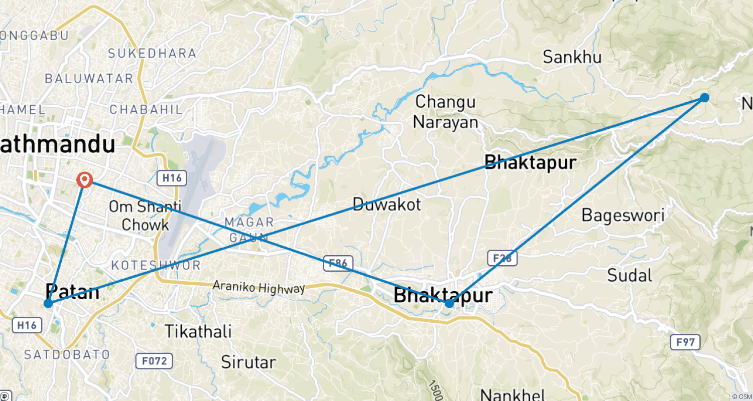 Mapa trasy: Odkryj Kathmandu