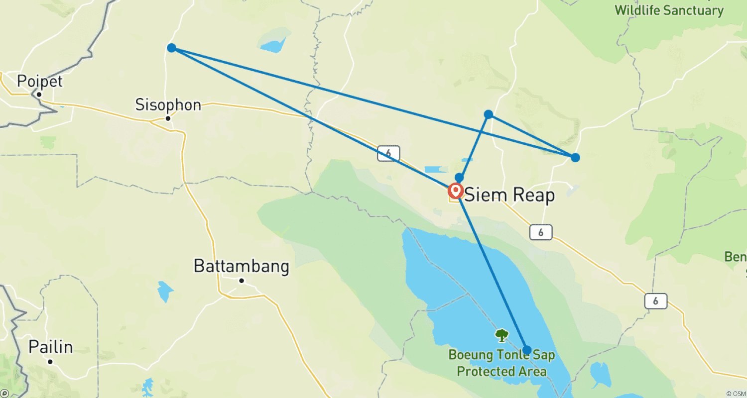 Mapa do percurso de Tour Premium: Escala de 4 Dias em Siem Reap