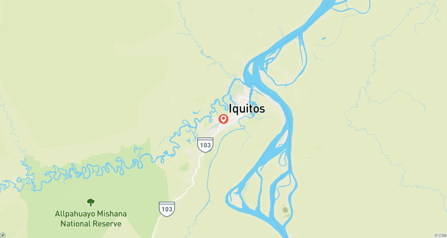 Mapa do percurso de Aventura na Selva Amazônica de Iquitos 3D/2N