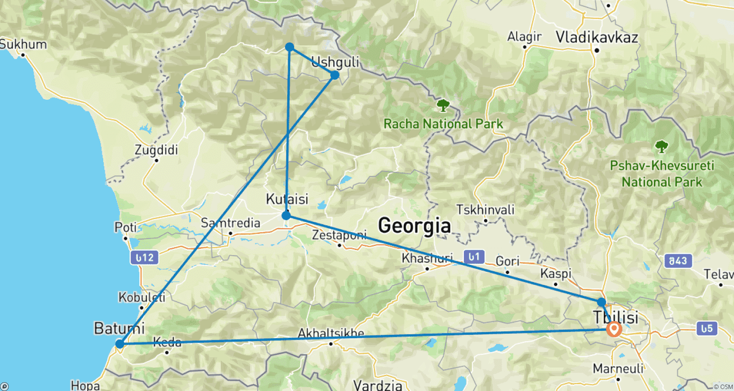 Mapa trasy: Przygoda w Gruzji