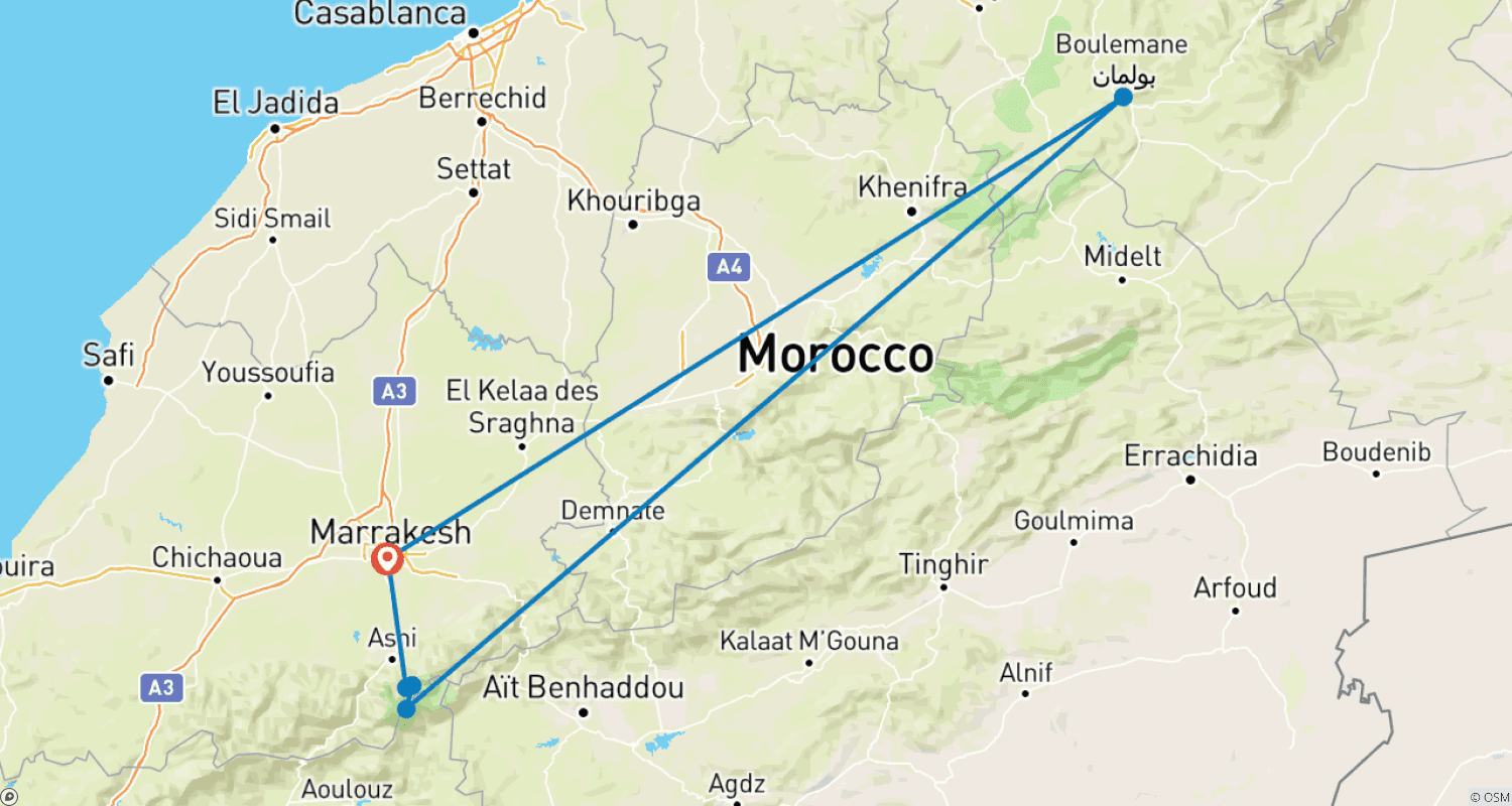 Mapa do percurso de Setti Fadma (3 dias)