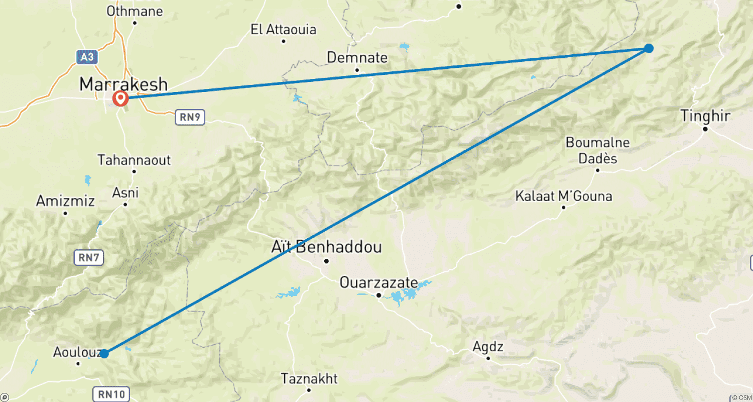 Mapa trasy: Trekking Mgoun Maroko
