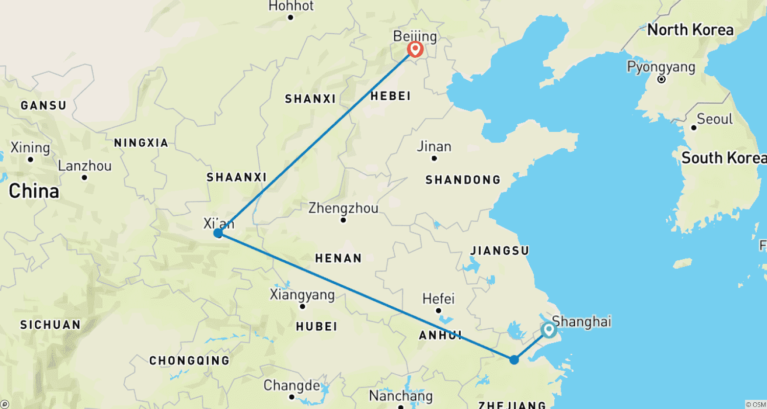 Mapa do percurso de Explore China
