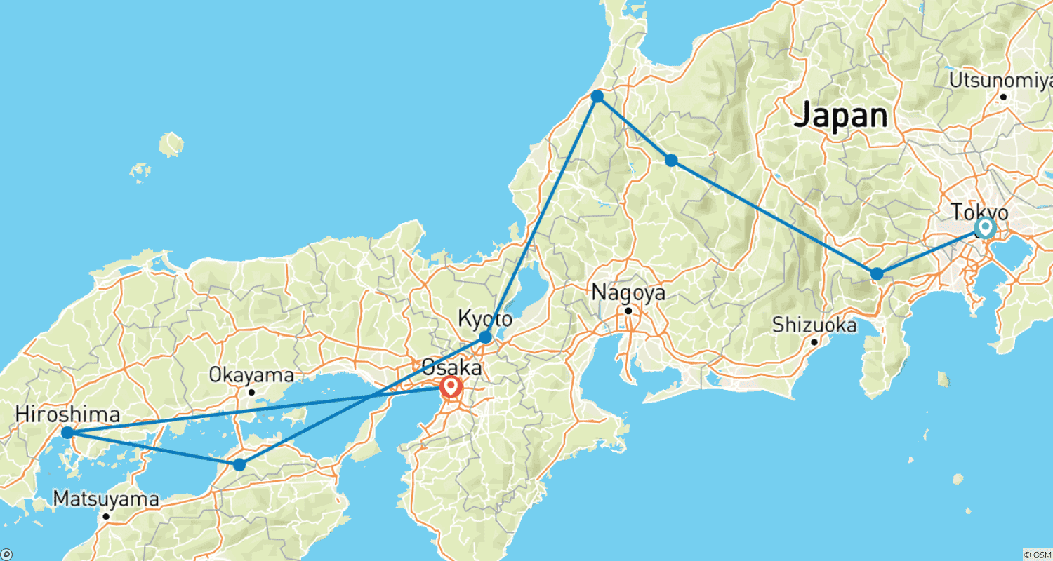 日本の華麗なる名所（広島）のルートマップ