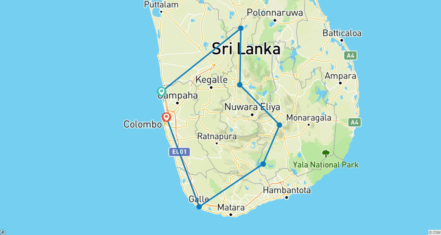 خريطة مسار Essential Sri Lanka