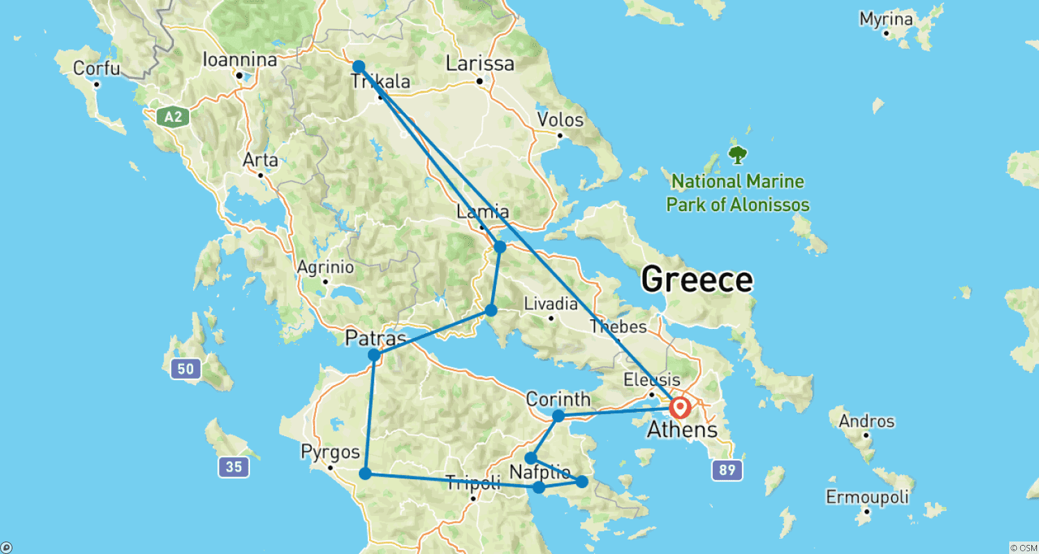 Mapa do percurso de O Melhor da Grécia (Base A L L)